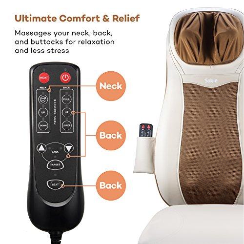 Aront Shiatsu Back Massage Cushion with Heat -Electric Back Massager  Kneading Back Massager for Whole Back, Upper or Lower Back-Massage Chair  Pad for Home Office Seat Use 