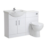 650mm White Gloss Bathroom Vanity Furniture One Tap Hole Basin Sink and Back to Wall Toilet Set