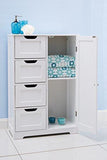 82x55x30cm White wooden bathroom cabinet by with four drawers & cupboard; suitable for bedroom, hallway, bathroom anyroom