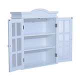 HOMCOM 2 Shelves Wall Mount Storage Cabinet Antique Style Closet Organizer Cupboard Bathroom Furniture w/ Double Acrylic Doors