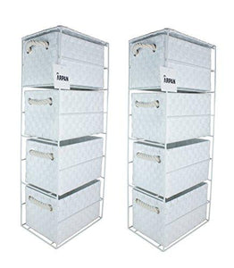 2 x 4 Drawer Storage Cabinet Unit for Bedroom/Bathroom/Home/Office (White)