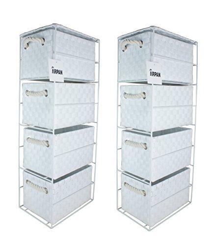 2 x 4 Drawer Storage Cabinet Unit for Bedroom/Bathroom/Home/Office (White)
