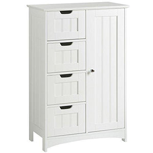 VonHaus 4 Drawer Storage Unit - White Colonial Style for the Bedroom or Bathroom