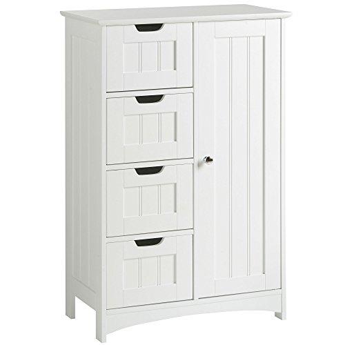 VonHaus 4 Drawer Storage Unit - White Colonial Style for the Bedroom or Bathroom