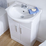650mm White Gloss Bathroom Vanity Furniture One Tap Hole Basin Sink and Back to Wall Toilet Set