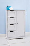 82x55x30cm White wooden bathroom cabinet by with four drawers & cupboard; suitable for bedroom, hallway, bathroom anyroom