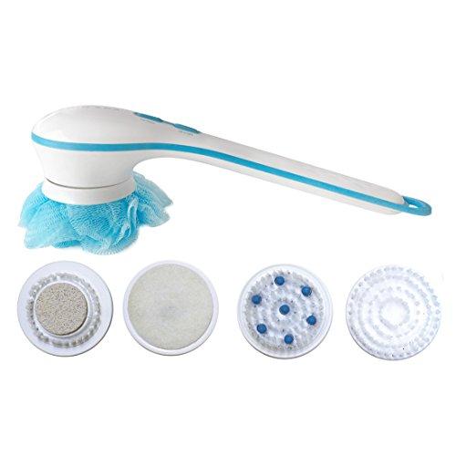 Spin Spa Long-Handled Deep Cleaning Body Brush, Body Massager with 2 Speed, Mesh Cleansing Sponge, Waterproof, Skin Care, Microdermabrasion, Pumice, Home Spa (As Seen on High Street TV)
