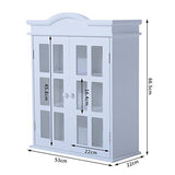 HOMCOM 2 Shelves Wall Mount Storage Cabinet Antique Style Closet Organizer Cupboard Bathroom Furniture w/ Double Acrylic Doors