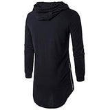 Keybur Mens Hipster Hip Hop Longline Classic Pullover Long Sleeve Zipper Hoodies Fashion Sweatshirt
