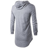 Keybur Mens Hipster Hip Hop Longline Classic Pullover Long Sleeve Zipper Hoodies Fashion Sweatshirt